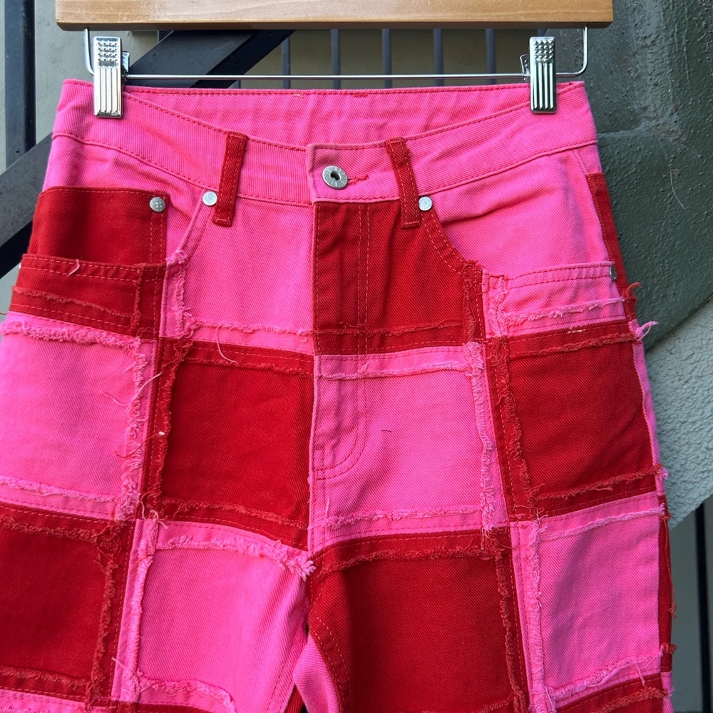 The Ragged Priest Pink Muse Checkered Jeans Dolls Kill Raver EDM Rave Festival - Picture 2 of 7